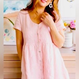Jillian Harris x Priv Clothing Hamptons Linen Dress in Blush Pink. Size L